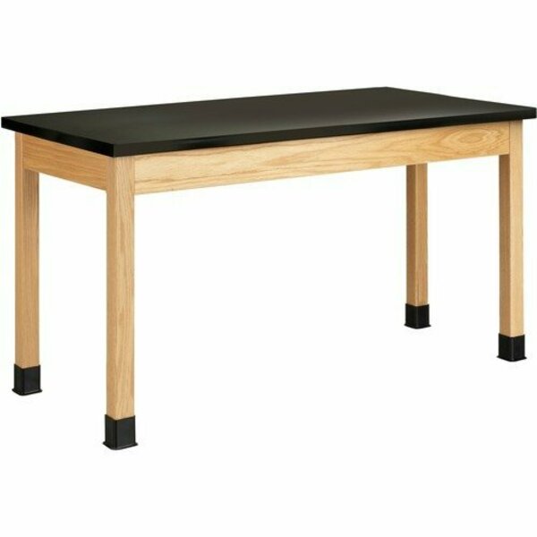 Diversified Spaces Table, Plain, Laminate, WoodLegs, 60inx30inx36in, Oak/BK DVWP714LBBK36N